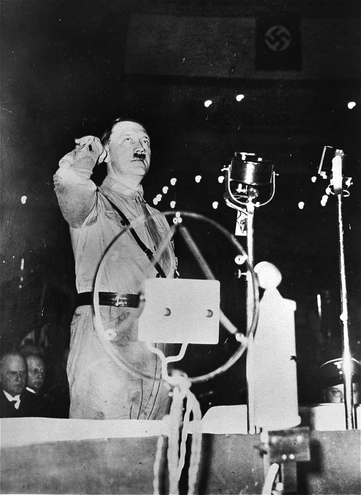 Adolf Hitler gives a speech in Berlin's Sportpalast